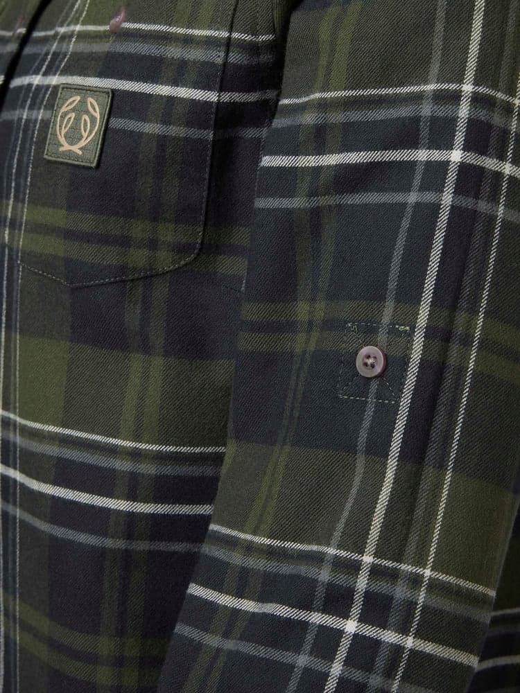 Heron Flannel Shirt Women October Green Checked, view: 3