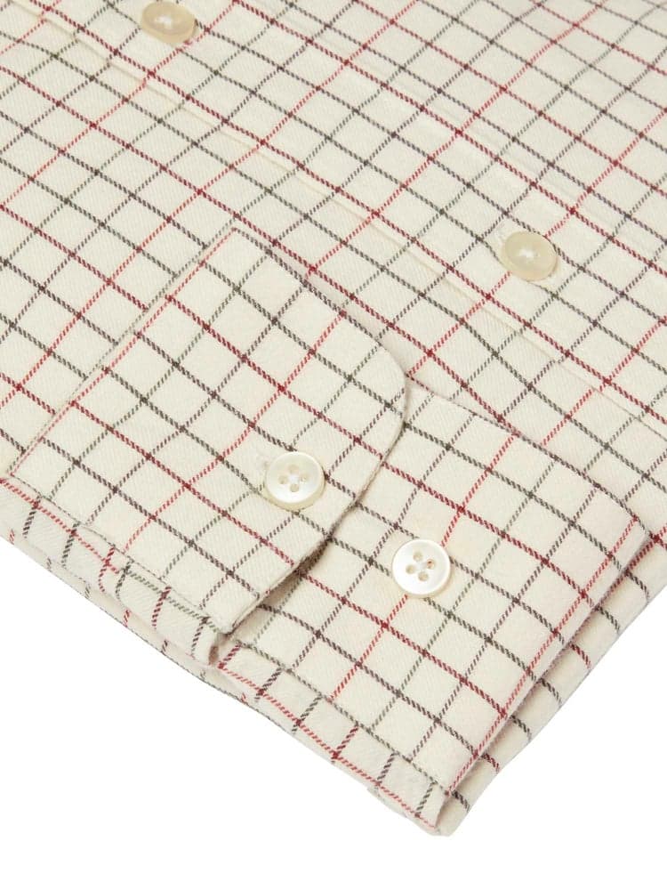 Redway Shooting Fit Wool Shirt Men Dark Red Tattersall, view: 3