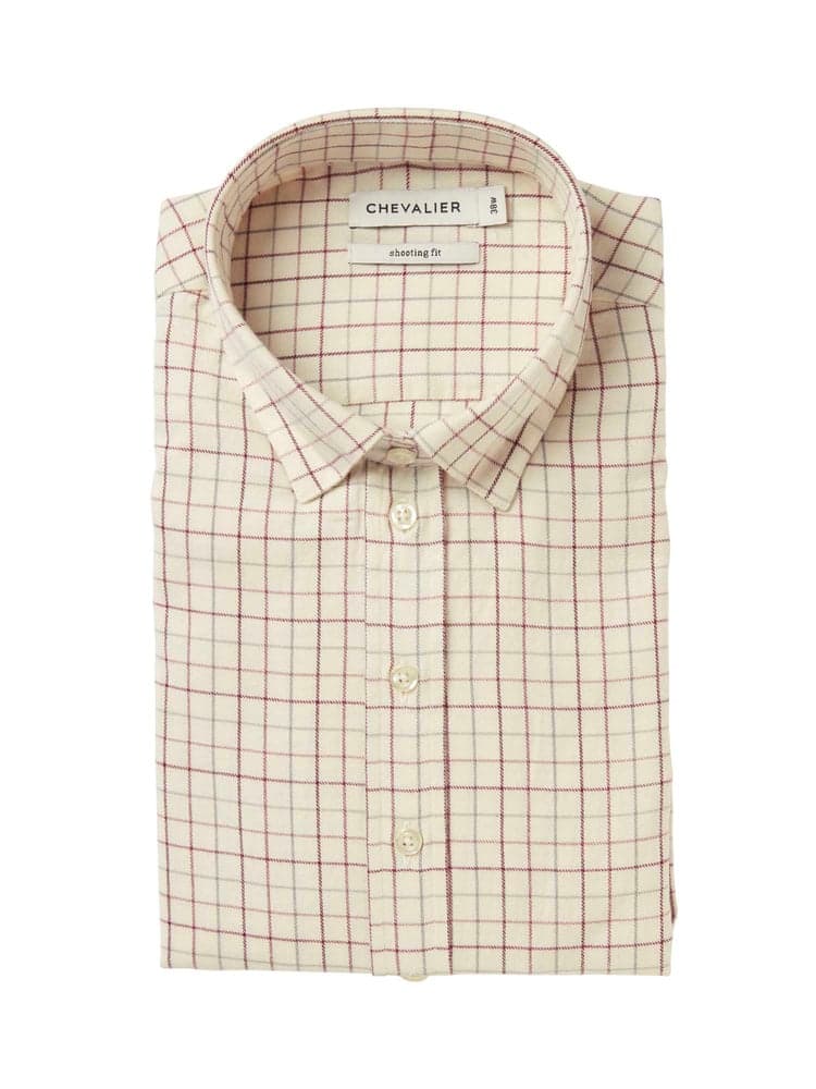 Dollis Shooting Fit Wool Shirt Women Cherry Red Tattersall, view: 1