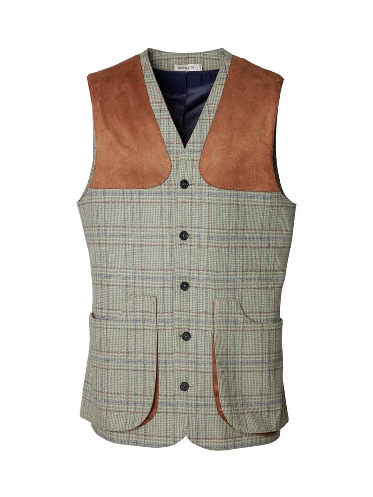 Wiston Shooting Tweed Vest Men Willow Green Checked, view: 0