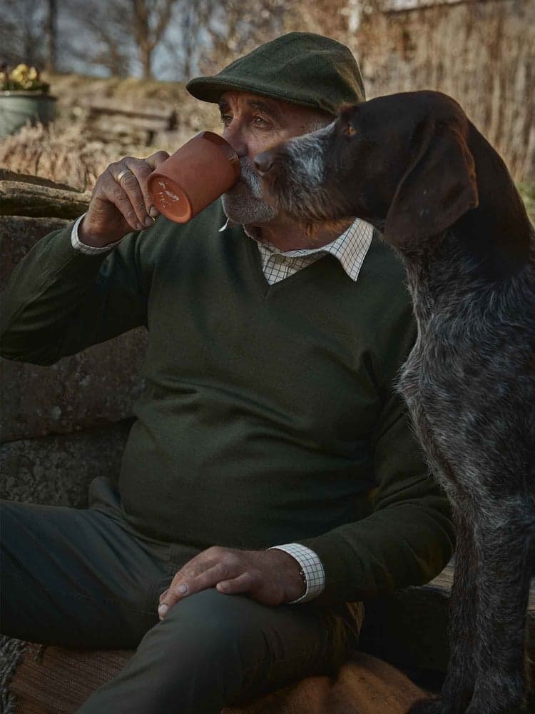 Aston V-Neck Merino Pullover Men Leather Brown, view: 1