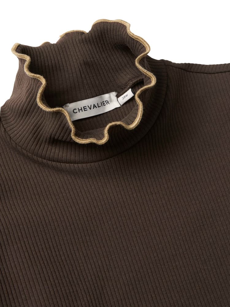 Kelly Longsleeve Top Women Leather Brown, view: 2
