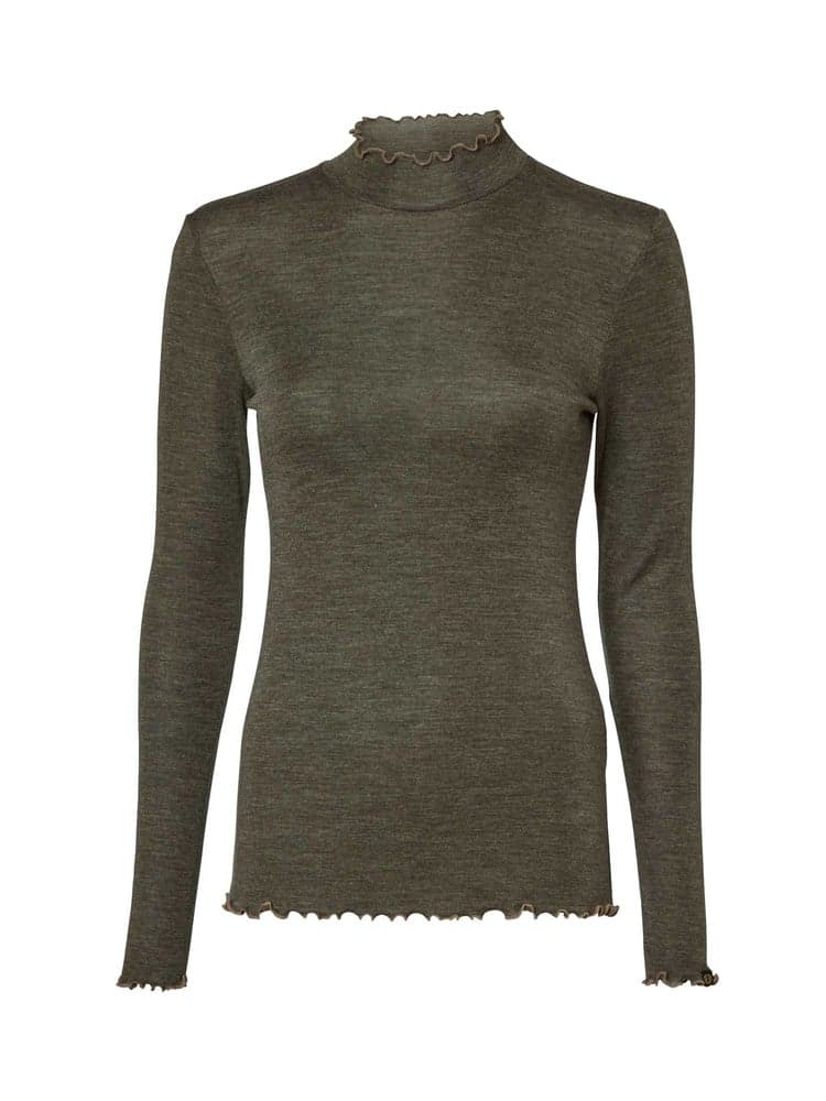 Haven Longsleeve Wool Top Women Dark Autumn Green, view: 0