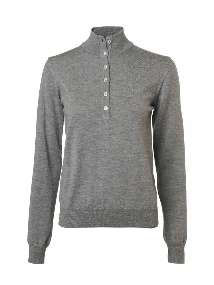 Blaise Buttoned Merino Pullover Women Smoked Grey, view: 0