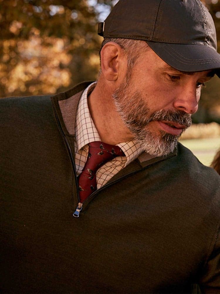 Aston Half Zip Merino Pullover Men Dark Green, view: 1