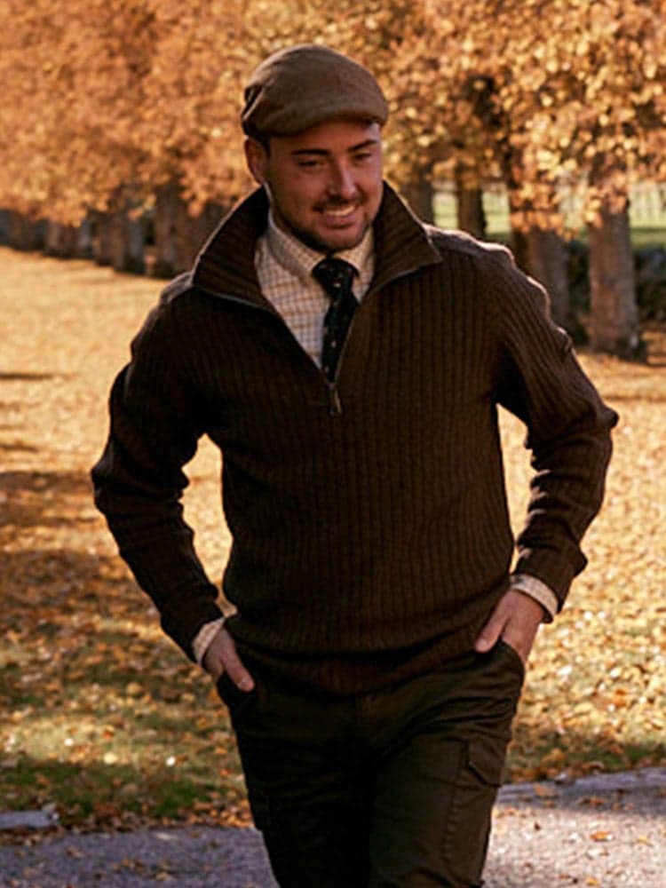 Antony Half Zip Wool Pullover Men Antler Brown, view: 1