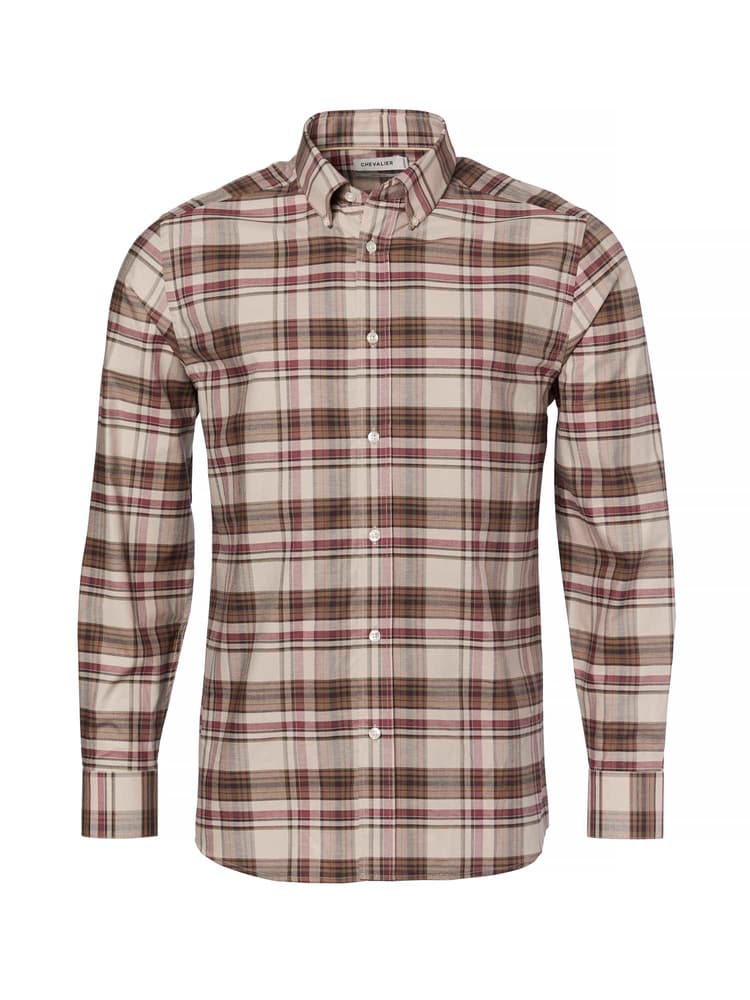 Betley Regular Fit Shirt Men Millet Brown Checked, view: 0